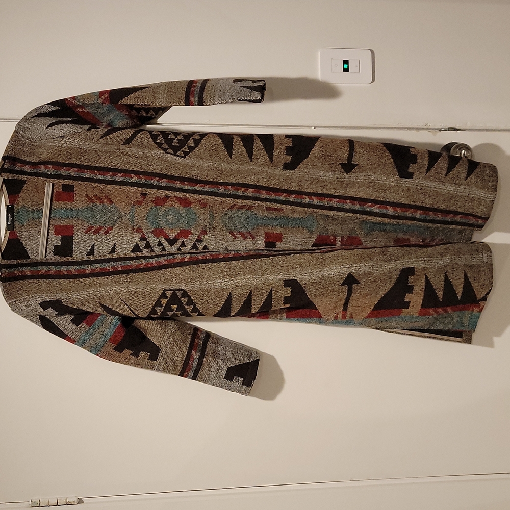Aztec print sweater jacket